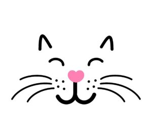 Cat Outline with Pink Heart Nose