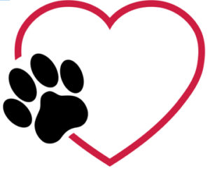 Outline Heart with Paw