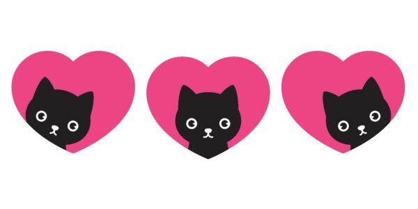 Three Kittens in Pink Hearts